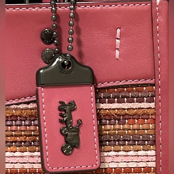 COACH Rogue 25 Upwoven Leather and Smooth Glovetanned Leather in Rouge/Multi - Picture 3 of 17